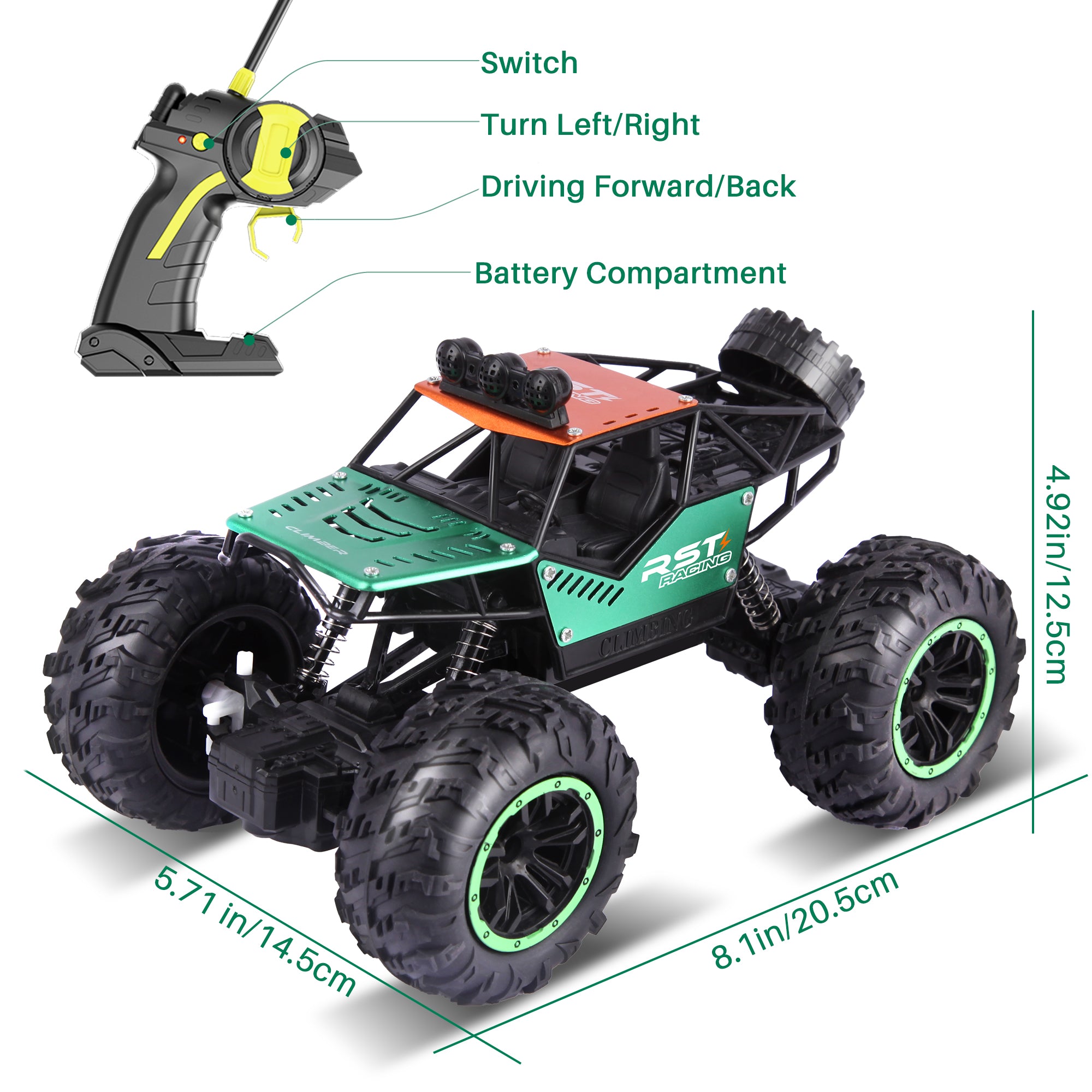 Remote Control truck with off road tires LED Lights RC drift cars